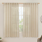 Linen Curtains 63 Inch for Bedroom Light Filtering Panels 60 x 63 Inch by LAMIT