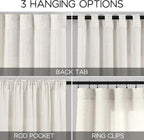 Cream Linen Back Tab Curtains 86 Inch Length - Image 3