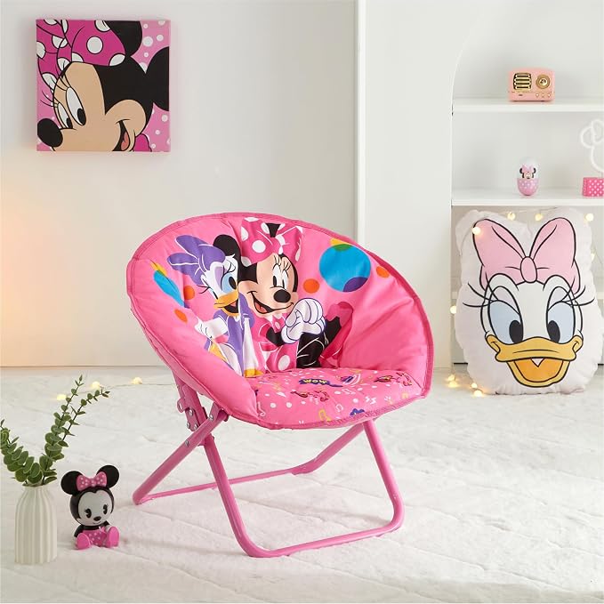 Disney Minnie Mouse Toddler Folding Saucer Chair – 19" Soft Plush Seat - Image 6