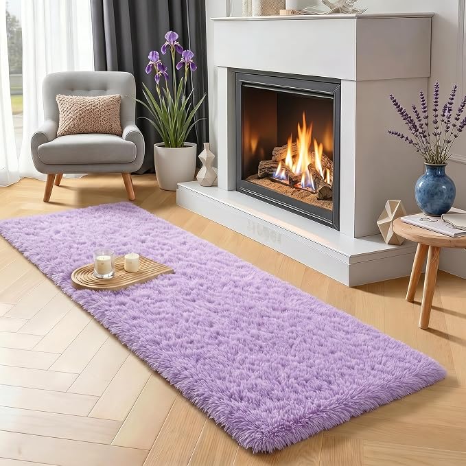 Purple Rug 2' x 6' Shaggy Runner Rugs by PAGISOFE