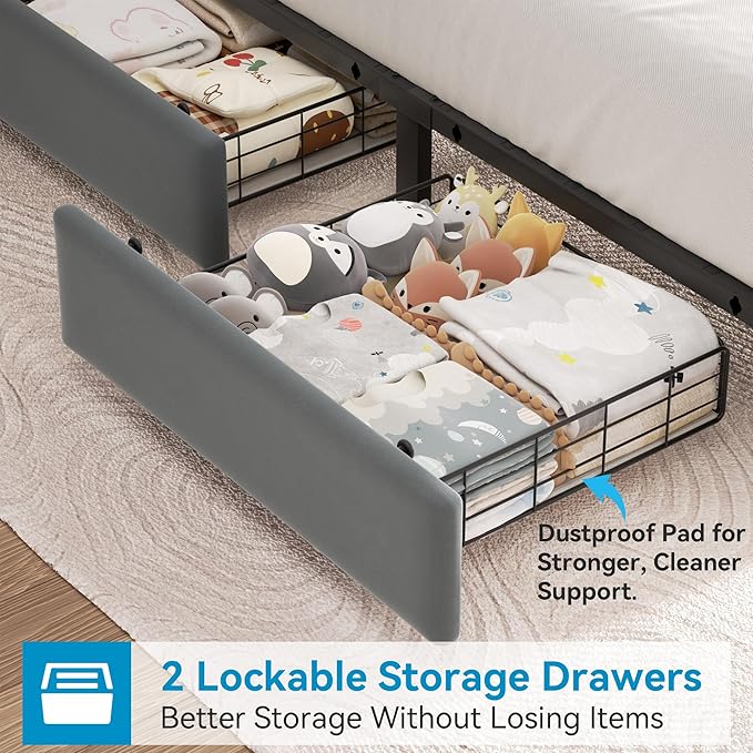 Jocoevol Twin Upholstered LED Bed Frame - Image 5