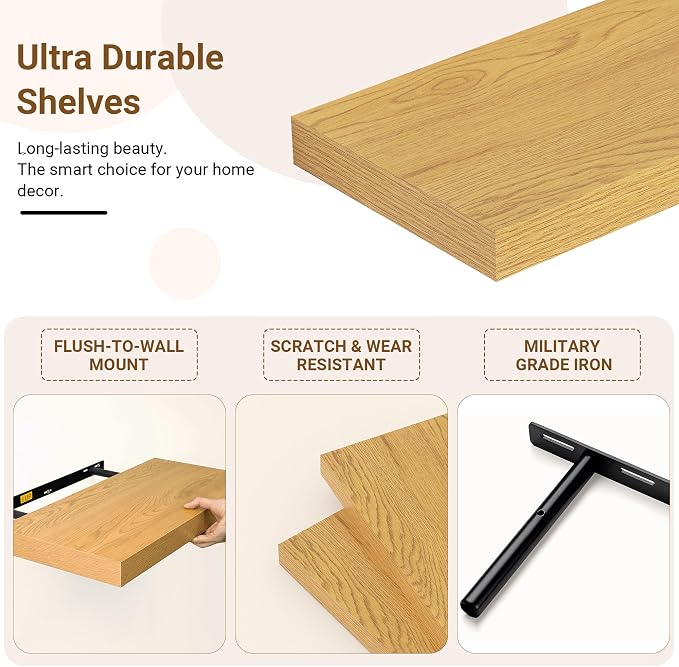 48 Inch Floating Shelves, 12 Inch Deep Floating Shelves - Image 4
