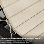 Sundale Outdoor Olefin Quilted Lounge Cushion Set of 4, Patio Foldable Chaise - Image 5