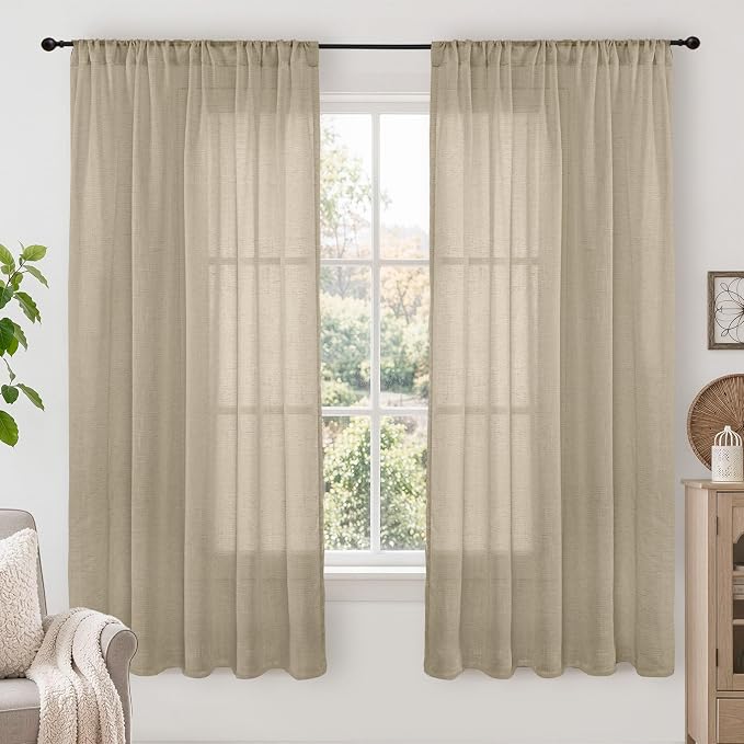 BGment Camel Linen Curtains 63 Inches Long by BGment