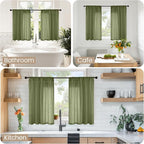 BGment Olive Green Linen Curtains 36 Inches Long - Image 2