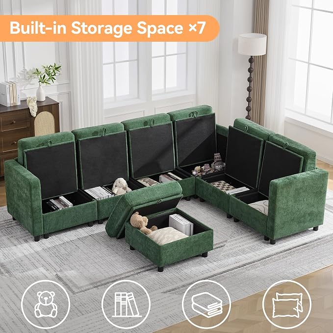 104'' V Shaped Modular Sofa, Sectional Couch - Image 3