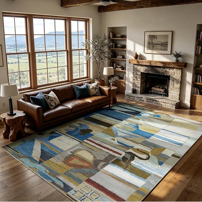 8x10 Modern Abstract Washable Area Rug by Lbris