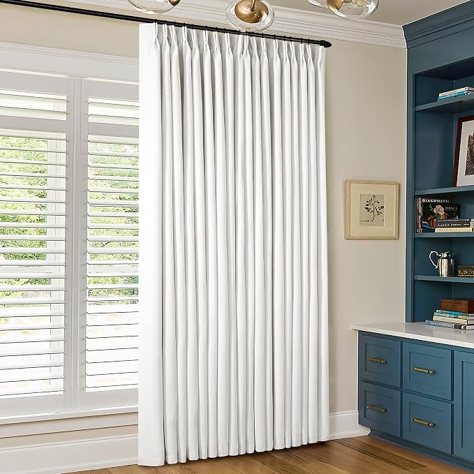 Beige White Pinch Pleated Blackout Linen 92 Inch Long Curtains 60 Inch Wide | - Image 7