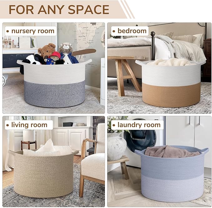 INDRESSME 115L Extra Large Woven Blanket Baskets - Image 4