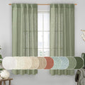60 Inch Length Window Linen Curtains, Light Filtering Sheer Panels | Semi Sheer by LAMIT