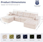 MAXYOYO 132" U Shaped Modular Sectional Sofa - Image 2