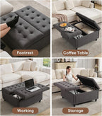 Tbfit Large Square Storage Ottoman Bench, Tufted Upholstered Coffee Table - Image 8