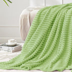 BEDELITE Ribbed Jacquard Green Fleece Twin Blanket by BEDELITE