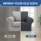 Stretch Chair Sofa Slipcover, Single Couch Cover, Charcoal | 1-Piece Washable - Image 7
