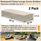 Outdoor Chaise Lounge Cover 2 Pack Patio Lounge Chair Covers Waterproof 600D - Image 2