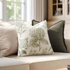 Set of 2 Decorative Floral Pillow Covers 20x20 Inch Light Green | Neutral - Image 3