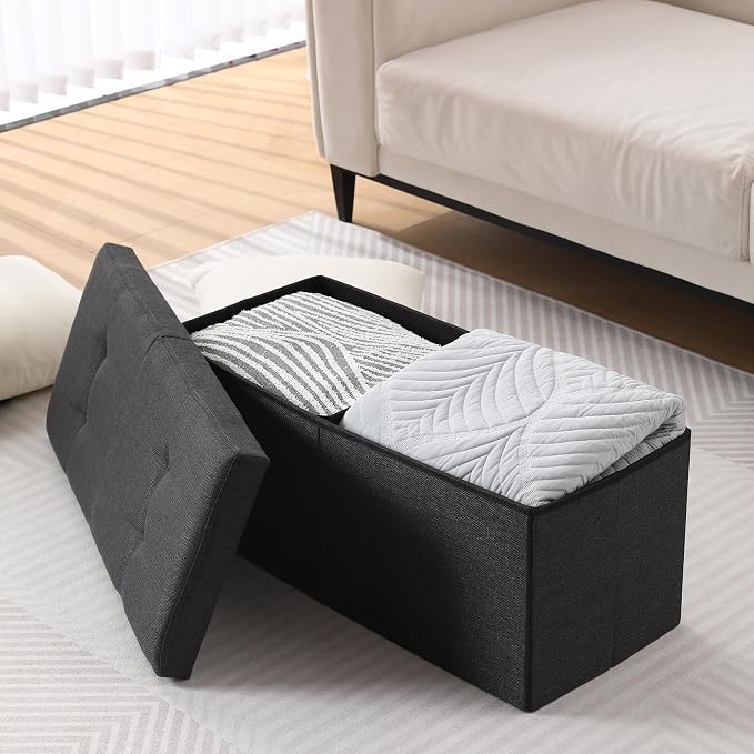 Storage Ottoman Bench Foldable Seat Footrest Shoe Bench End of Bed Storage - Image 6
