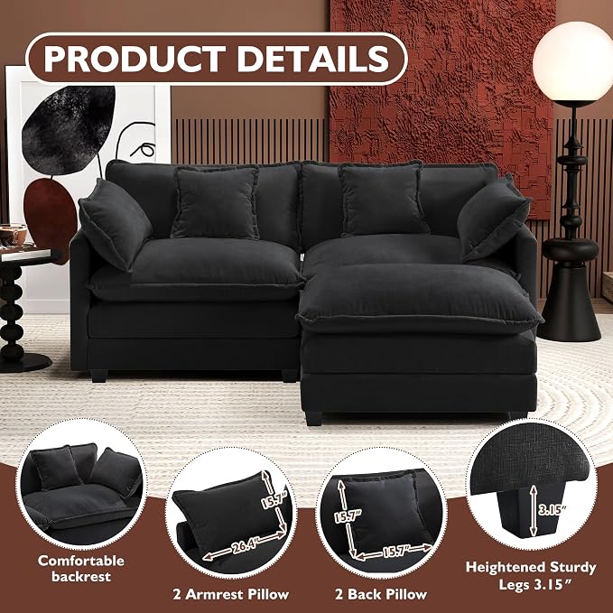 Ihanherry 77" L Shaped Modern Sofa Modular Sectional Cloud Couch - Image 4