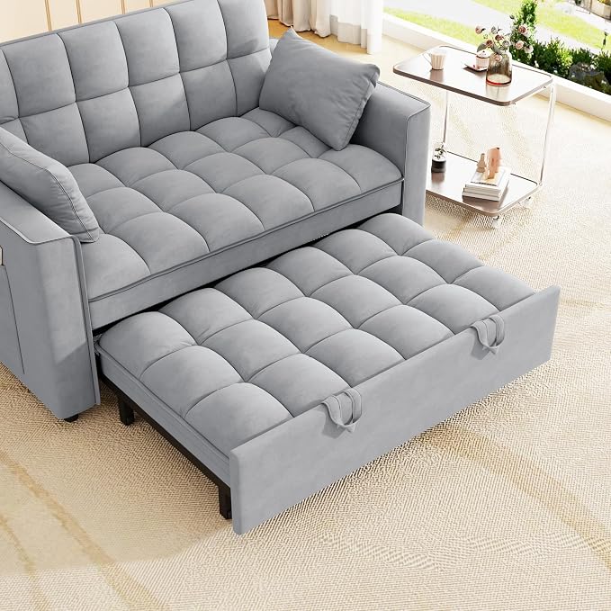 3-in-1 Convertible Sleeper Sofa Bed, 55 inch Small Couch - Image 9