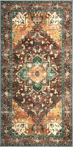 Yamaziot Washable Runner Rug, 3x6 Non-Slip Boho Vintage Hallway Kitchen Rug | - Image 2