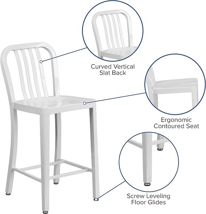 Flash Furniture Gael Commercial Grade 2 Pack 24" High White Metal - Image 5