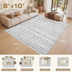cotiled Boho 8x10 Area Rugs for Living Room: Large Moroccan Washable Rug | - Image 9