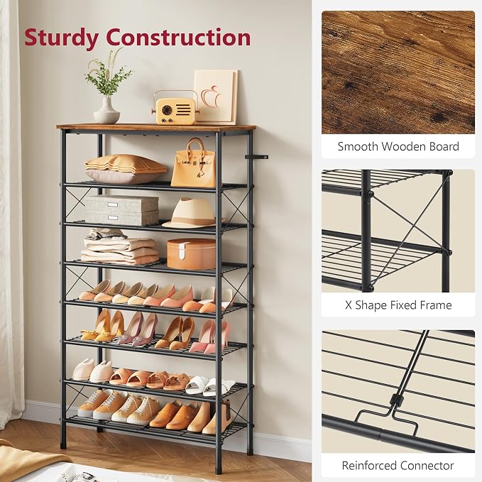 Tajsoon 8 Tier Free Standing Shoe Rack - Image 5