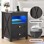 HWB LED Nightstand with Gun Drawer: Bedside Table with Charging Station - Image 7