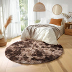 Amdrebio Brown Tan Round Fluffy Kids Area Rug 5Ft - Image 7