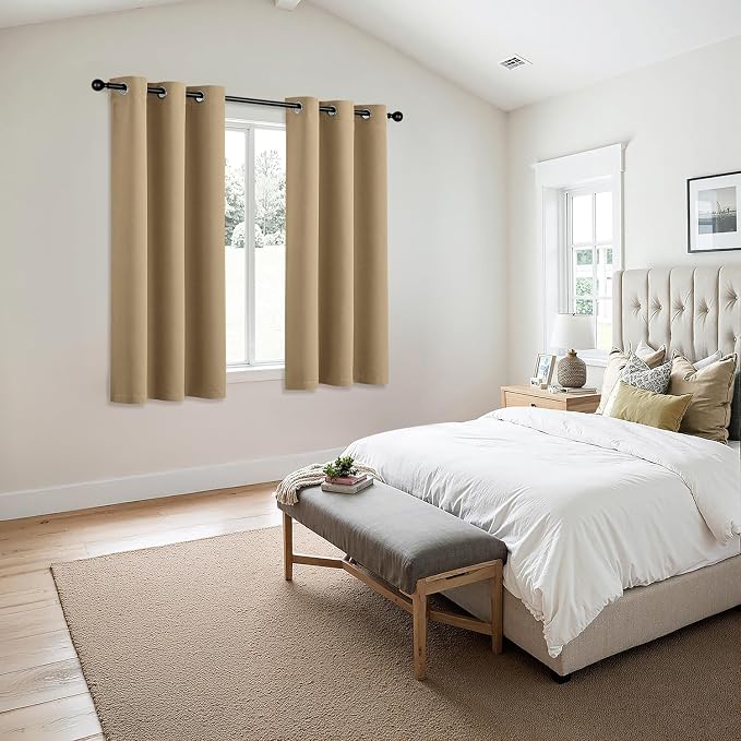 MIULEE Blackout Curtains for Bedroom 2 Panels 40 x 45 Inch Long Taupe Brown | - Image 6