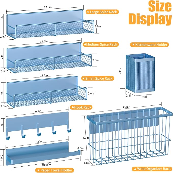 Magnetic Spice Rack for Refrigerator, 7 Pack Metal Magnetic Shelf, Moveable - Image 2