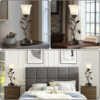 Set of 2 Touch Farmhouse Bedroom Table Lamps, Nightstand Vintage Flower Lamps - Image 4