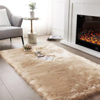 SERISSA 4x6 Fluffy Beige Faux Fur Area Rug by SERISSAHomeDecorCollection