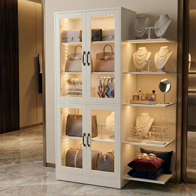 holzart Modern White 5-Tier Display Cabinet - Image 5