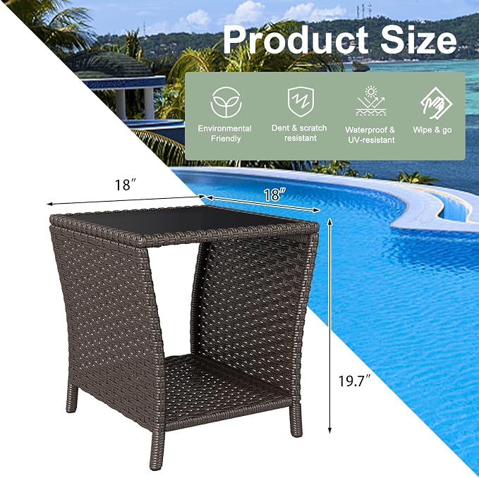 kinbor Outdoor Wicker Side Table - Image 3