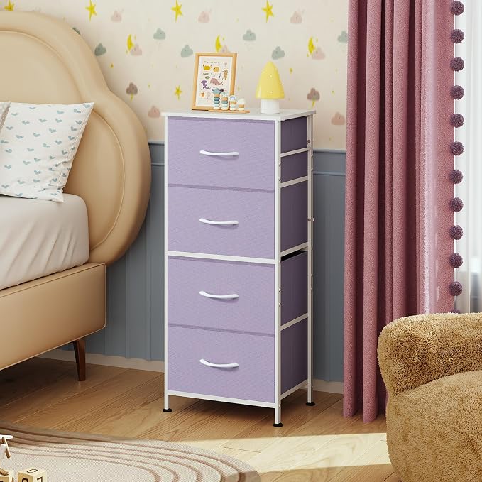 WLIVE Dresser with 4 Drawers, Storage Tower, Organizer Unit, Fabric Dresser - Image 8