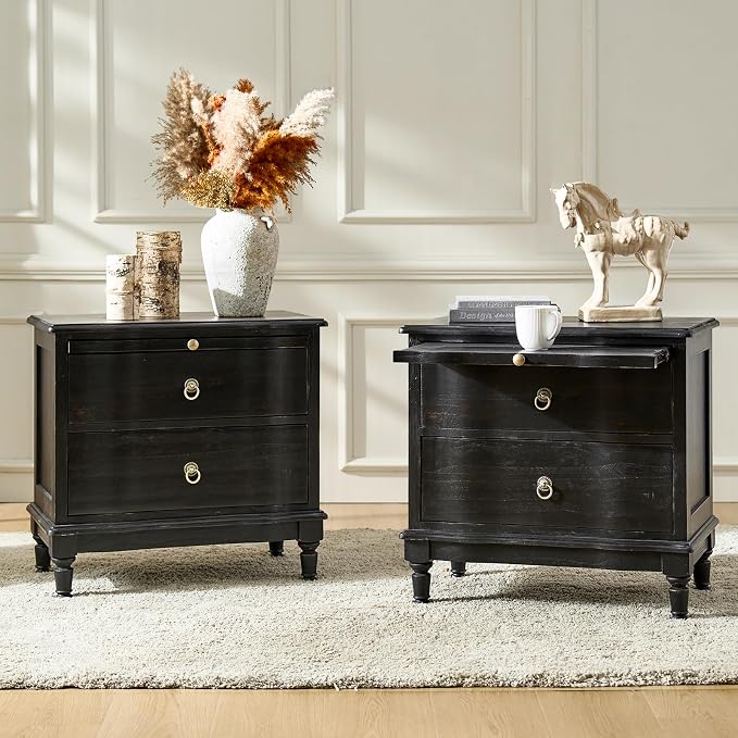 HULALA HOME Solid Wood Storage End Tables by HULALAHOME