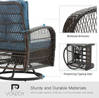 3 Pieces Patio Furniture Set, Outdoor Swivel Glider Rocker, Wicker Patio Bistro - Image 4