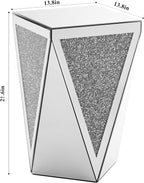 Inverted Triangular Mirror Square End Table, Crystal Diamond Inlaid Coffee Table - Image 2