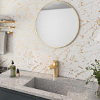 FunStick 36"x200" Cream White and Gold Wallpaper Peel and Stick Marble Contact - Image 6