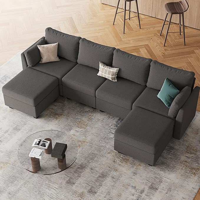 Huatean Home 114.17" Modular Sectional Sofa, 6 Seat Modular Couch - Image 6