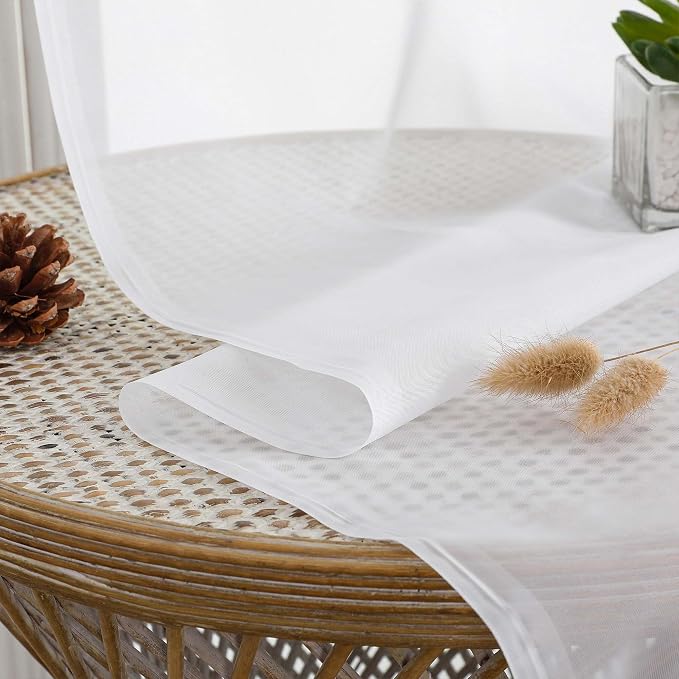 White Sheer Curtains 120 Inches Long 2 Panels Set, 59 Inch Extra Wide Soft Airy - Image 4