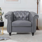 LEVNARY Leather Upholstered Armchair, Mid-Century Modern Single Sofa Chair by LEVNARY