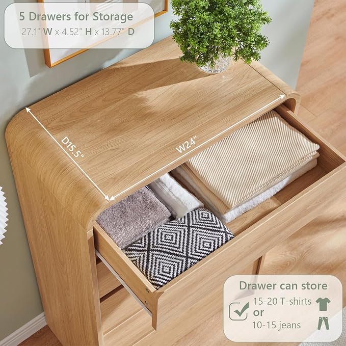 Aitjunz Modern 5 Drawers Dresser - Image 4
