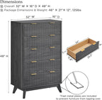 T4TREAM Fluted 5 Drawers Dresser, Curved Profile Design, Wood Drawer Organizer - Image 2