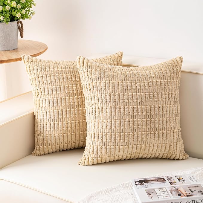 Aegero Pack of 2 Corduroy Decorative Throw Pillow Covers 26x26 Inch by Unknown
