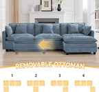 111'' Sectional Cloud Deep Seat Couch, Modern Comfy Chenille L Shaped Sectional - Image 6