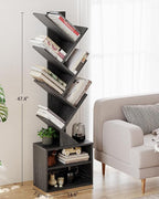SUNMORY 6 Tier Tree Bookshelf, Small Bookcase - Image 2