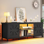 YITAHOME TV Stand with LED Lights & Charging Station, Farmhouse Entertainment - Image 6