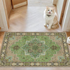 AMADA HOMEFURNISHING 2x3 Washable Entry Rug, Vintage Distress Print Pattern by AMADAHOMEFURNISHING